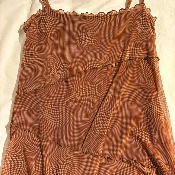 Urban Outfitters Moxie Mesh Mini Slip Dress Brown - Picture 4 of 7